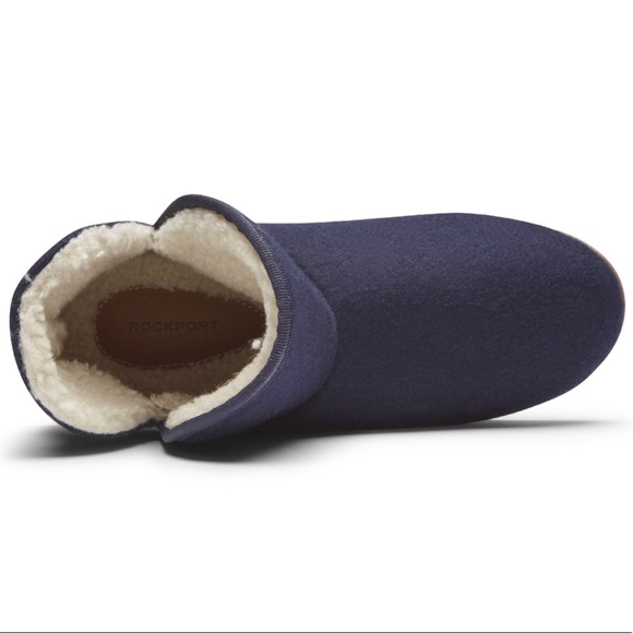 Rockport Trutech Veda Faux Fur Lined Slipper Boots in Navy Women’s 6M NWT NIB - Picture 4 of 9